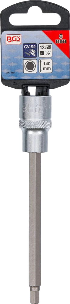 Behajtófej | Hossz 140 mm | 12,5 mm (1/2") | Belső hatszögletű 6 mm