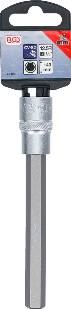 Behajtófej | Hossz 140 mm | 12,5 mm (1/2") | Belső hatszögletű 12 mm