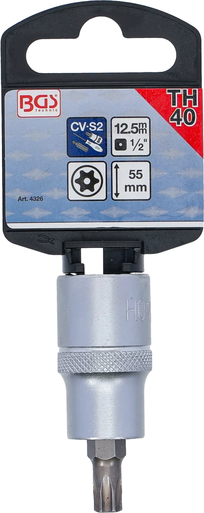 Behajtófej | 12,5 mm (1/2") | T-profil (Torx) T40 furattal