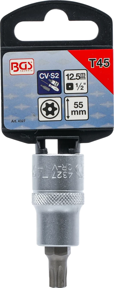 Behajtófej | 12,5 mm (1/2") | T-profil (Torx) T45 furattal