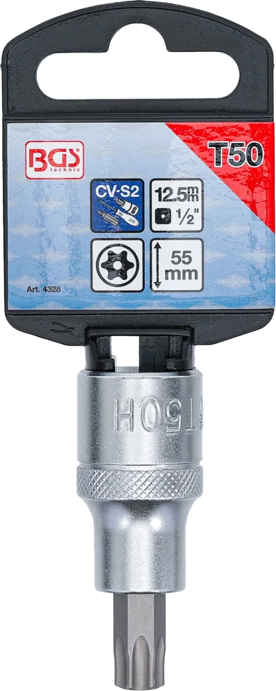 Behajtófej | 12,5 mm (1/2") | T-profil (Torx) T50 furattal