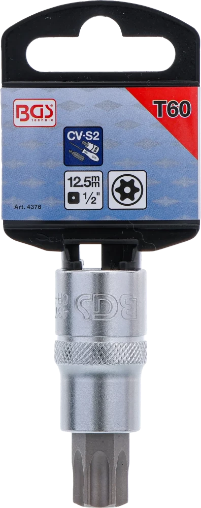 Behajtófej | 12,5 mm (1/2") | T-profil (Torx) T60 furattal