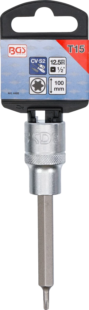 Behajtófej | Hossz 100 mm | 12,5 mm (1/2") | T-profil (Torx) T15