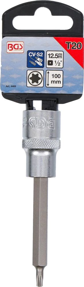 Behajtófej | Hossz 100 mm | 12,5 mm (1/2") | T-profil (Torx) T20