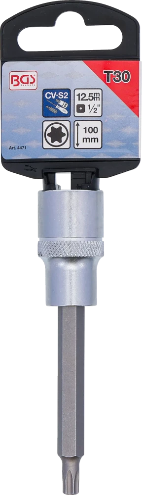 Behajtófej | Hossz 100 mm | 12,5 mm (1/2") | T-profil (Torx) T30