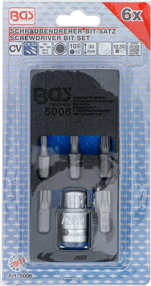 Csavarhúzó-behajtófej készlet | Külső hatszögletű 10 mm (3/8") | (XZN) | 6 darabos