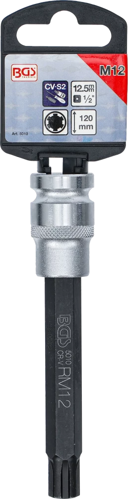 Behajtófej | Hossz 120 mm | 12,5 mm (1/2") | Ékprofil (RIBE) M12