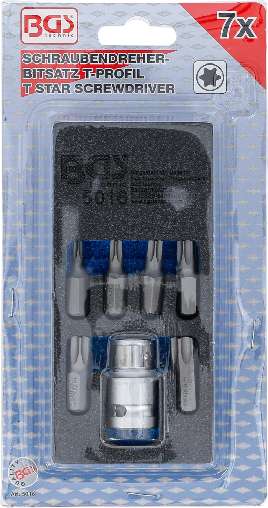 Csavarhúzó-behajtófej készlet | Külső hatszögletű 10 mm (3/8") | T-profil (Torx) | 7 darabos