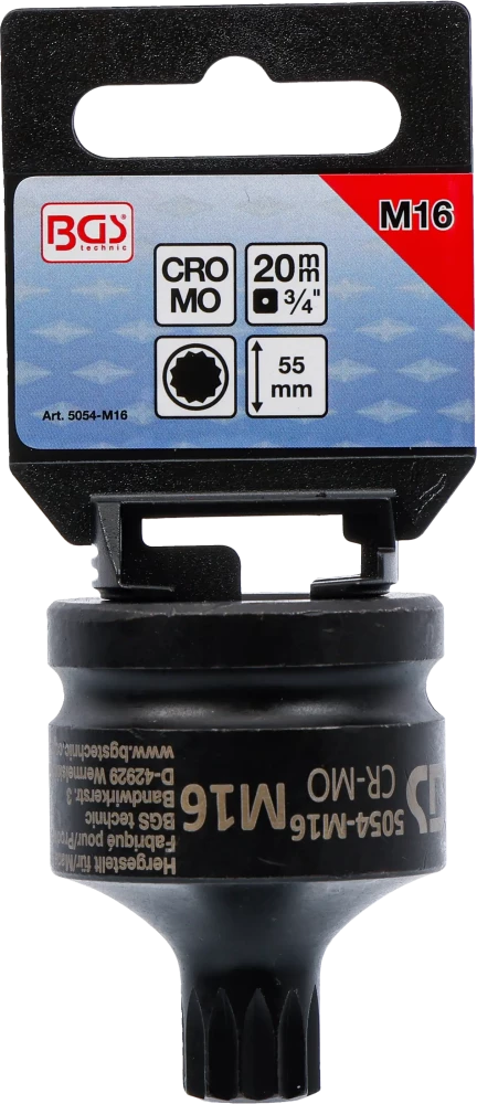 Levegős dugókulcs | Hossz 55 mm | 20 mm (3/4") | (XZN) M16