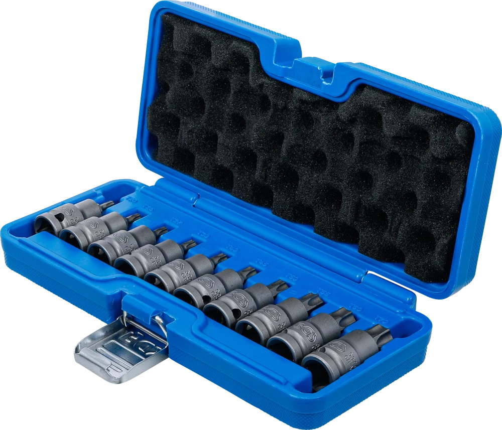 Levegős dugókulcskészlet | 12,5 mm (1/2") | T-profil (Torx) T20 - T70 | 10 darabos