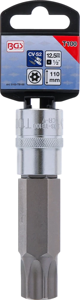 Behajtófej | Hossz 110 mm | 12,5 mm (1/2") | T-profil (Torx) T100 furattal