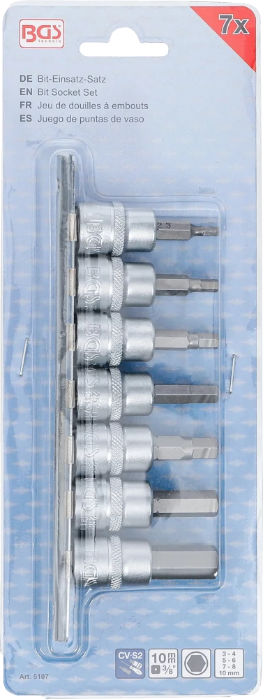 Behajtófej-készlet | 10 mm (3/8") | Belső hatszögletű 3 - 10 mm | 7 darabos