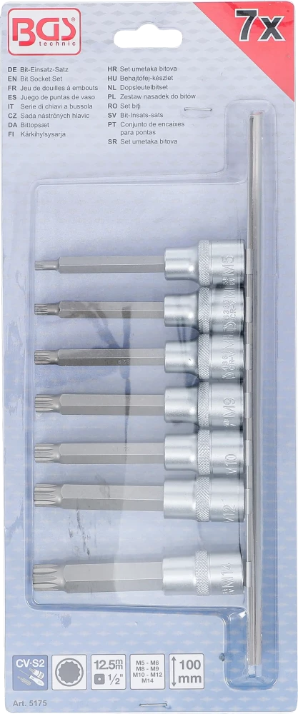 Behajtófej-készlet | 12,5 mm (1/2") | (XZN) M5 - M14 | 7 darabos