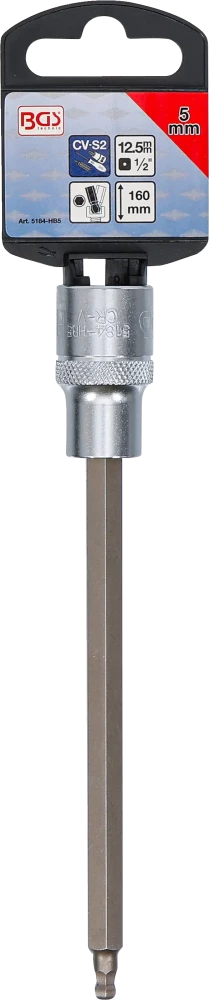 Behajtófej | Hossz 160 mm | 12,5 mm (1/2") | Belső hatszögletű gömbfejes 5 mm
