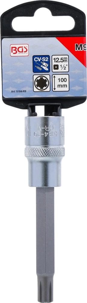 Behajtófej | Hossz 100 mm | 12,5 mm (1/2") | Ékprofil (RIBE) M9
