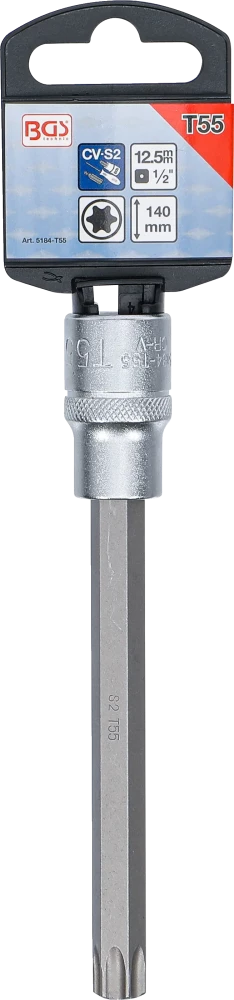 Behajtófej | Hossz 140 mm | 12,5 mm (1/2") | T-profil (Torx) T55