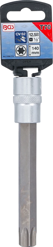 Behajtófej | Hossz 140 mm | 12,5 mm (1/2") | T-profil (Torx) T70