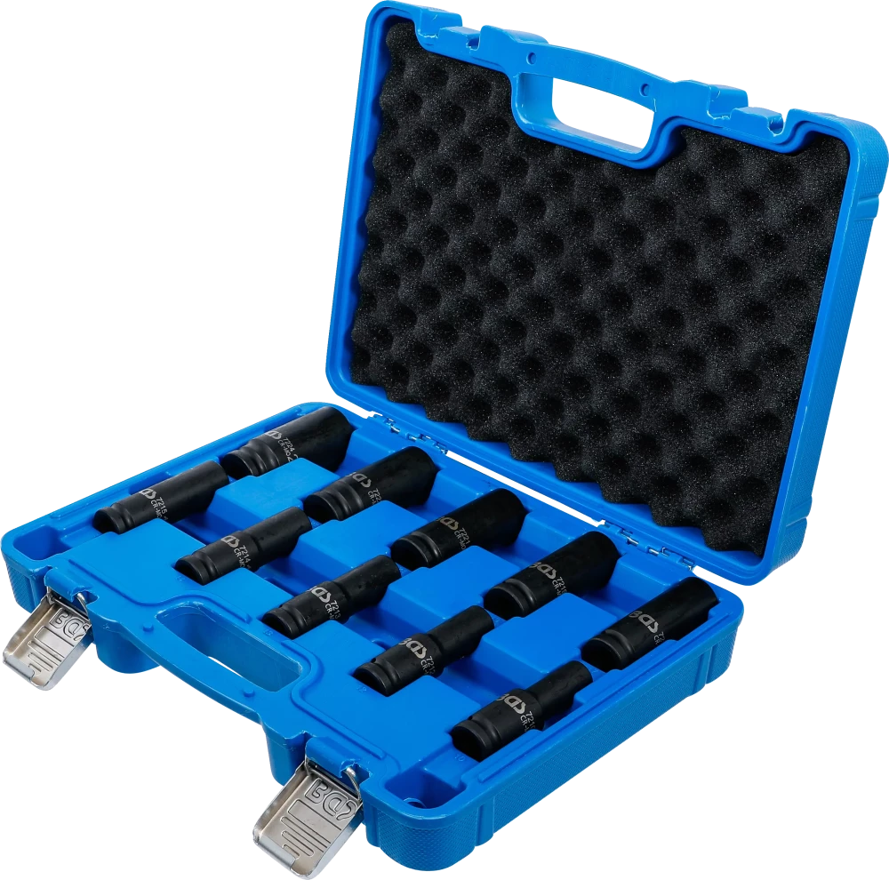 Levegős dugókulcskészlet hatszögletű, mély | 12,5 mm (1/2") | 10 - 24 mm | 10 darabos