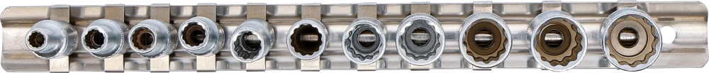Dugókulcskészlet, tizenkétszögletű, mély | 6,3 mm (1/4") | 4 - 13 mm | 11 darabos