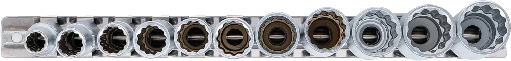 Dugókulcskészlet, tizenkétszögletű, mély | 10 mm (3/8") | 8 - 19 mm | 11 darabos