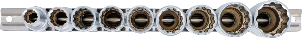 Dugókulcskészlet, tizenkétszögletű, mély | 12,5 mm (1/2") | 10 - 24 mm | 9 darabos