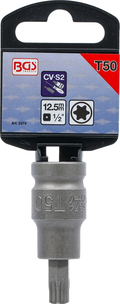 Levegős dugókulcs | Hossz 55 mm | 12,5 mm (1/2") | T-profil (Torx) T50