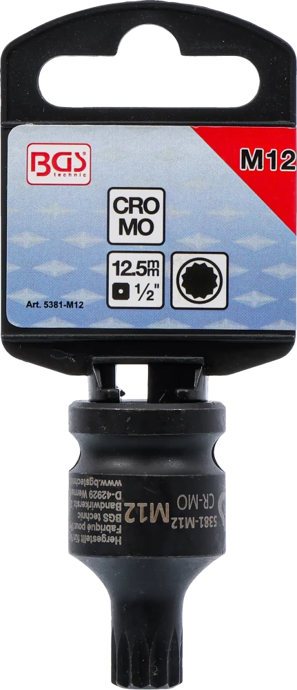 Levegős dugókulcs | Hossz 43 mm | 12,5 mm (1/2") | (XZN) M12