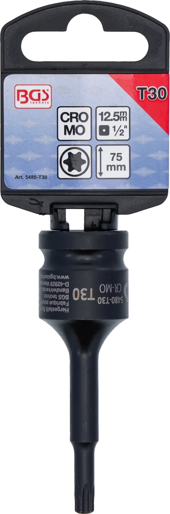 Levegős dugókulcs | Hossz 75 mm | 12,5 mm (1/2") | T-profil (Torx) T30