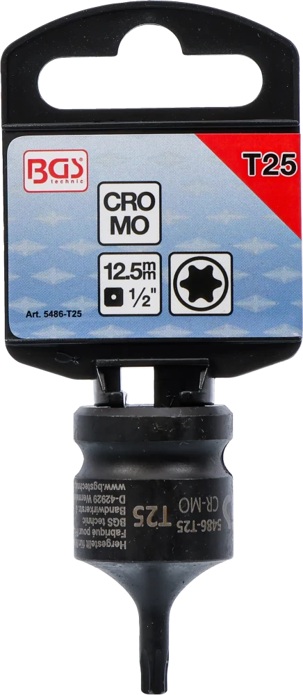 Levegős dugókulcs | Hossz 42 mm | 12,5 mm (1/2") | T-profil (Torx) T25