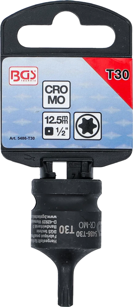 Levegős dugókulcs | Hossz 42 mm | 12,5 mm (1/2") | T-profil (Torx) T30