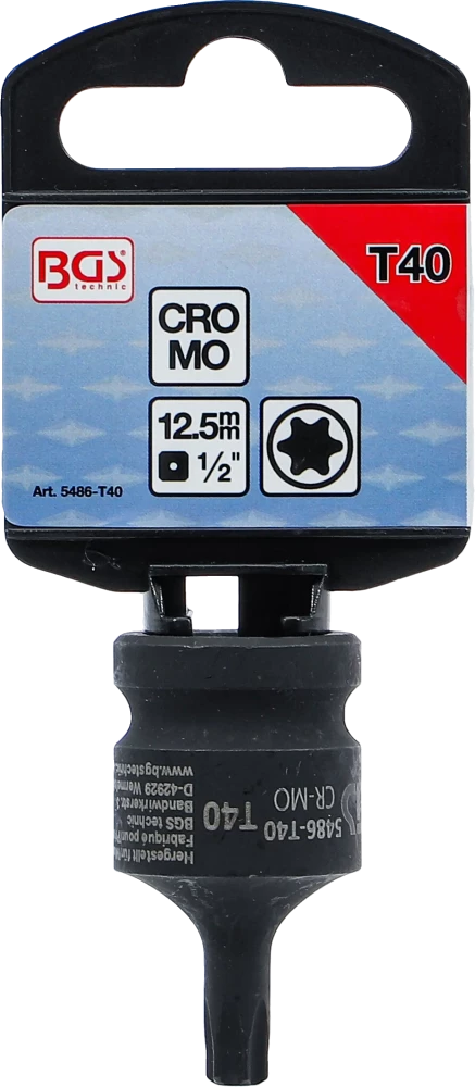 Levegős dugókulcs | Hossz 42 mm | 12,5 mm (1/2") | T-profil (Torx) T40