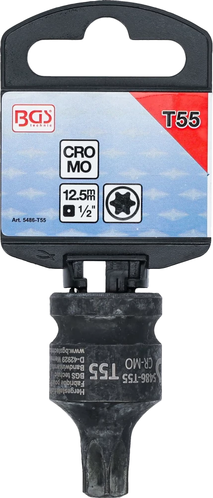 Levegős dugókulcs | Hossz 42 mm | 12,5 mm (1/2") | T-profil (Torx) T55