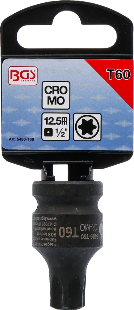 Levegős dugókulcs | Hossz 42 mm | 12,5 mm (1/2") | T-profil (Torx) T60