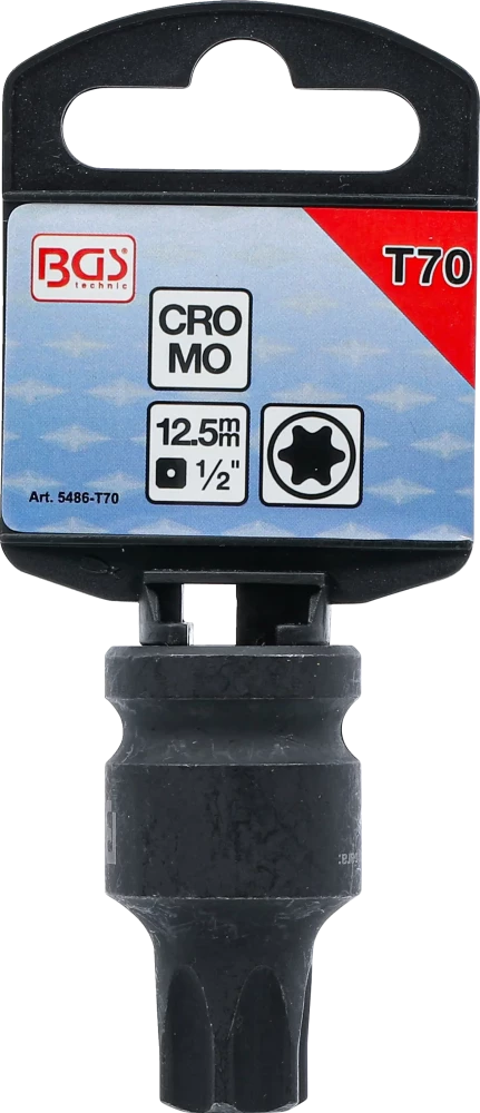 Levegős dugókulcs | Hossz 42 mm | 12,5 mm (1/2") | T-profil (Torx) T70