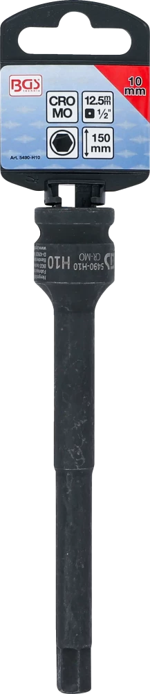 Levegős dugókulcs | Hossz 150 mm | 12,5 mm (1/2") | Belső hatszögletű 10 mm