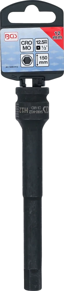 Levegős dugókulcs | Hossz 150 mm | 12,5 mm (1/2") | Belső hatszögletű 12 mm