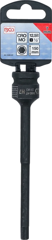 Levegős dugókulcs | Hossz 150 mm | 12,5 mm (1/2") | Belső hatszögletű 7 mm