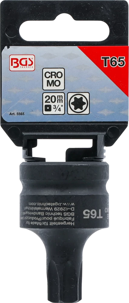 Levegős dugókulcs | Hossz 60 mm | 20 mm (3/4") | T-profil (Torx) T65