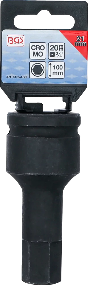 Levegős dugókulcs | Hossz 100 mm | 20 mm (3/4") | Belső hatszögletű 21 mm