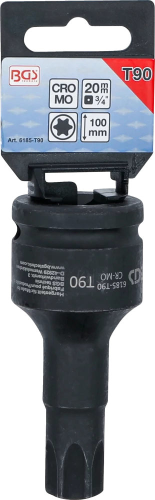 Levegős dugókulcs | Hossz 100 mm | 20 mm (3/4") | T-profil (Torx) T90