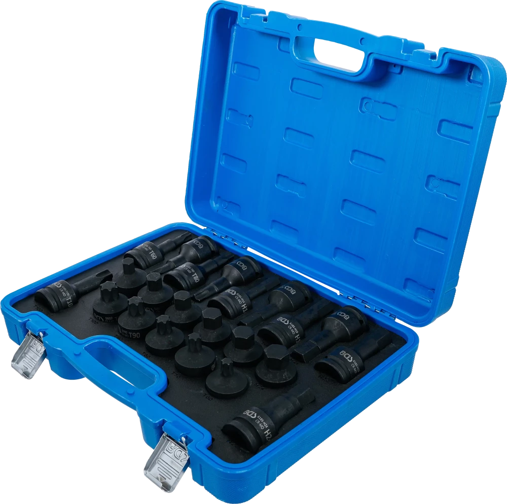 Levegős dugókulcskészlet | 20 mm (3/4") | belső hatszögletű, T-profil (Torx) | 22 darabos