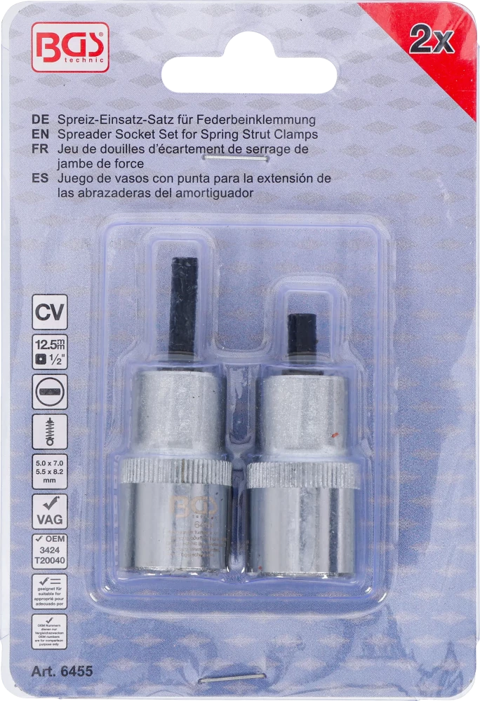 Rugós tag rögzítőkulcs készlet | 12,5 mm (1/2") | 5 x 7 mm + 5,5 x 8,2 mm | 2 darabos