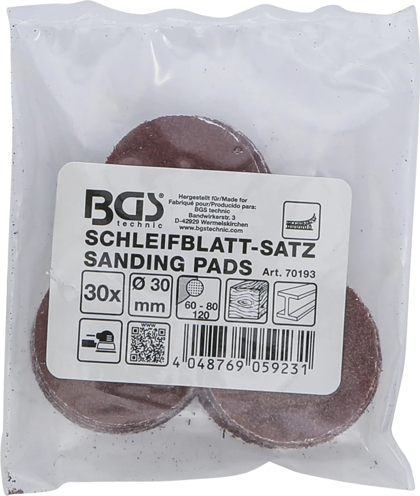 Csiszolópapír excenteres csiszolóhoz | Ø 30 mm | K 60 - 80 - 120 | 30 darabos