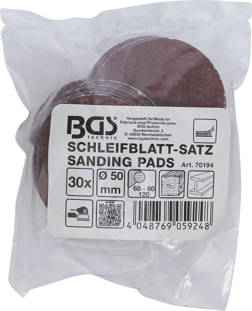 Csiszolópapír excenteres csiszolóhoz | Ø 50 mm | K 60 - 80 - 120 | 30 darabos