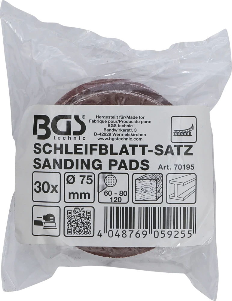 Csiszolópapír excenteres csiszolóhoz | Ø 75 mm | K 60 - 80 - 120 | 30 darabos