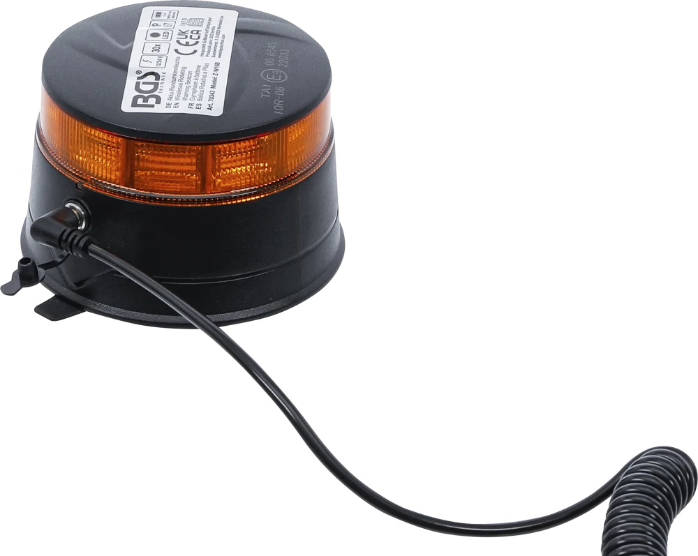 Akkus forgó jelzőfény| sárga | mágnessel | 12 V / 24 V | Ø 130 mm