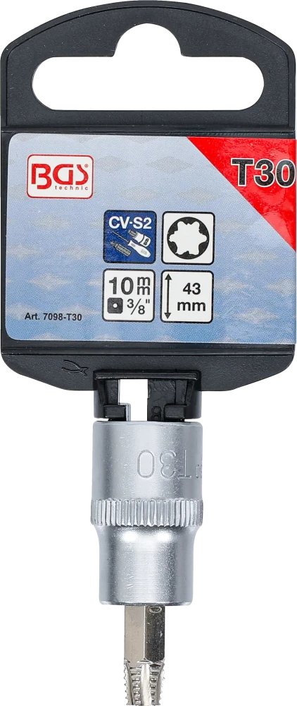 Csavarkiszedő-behajtófej | négyszögletű behajtófej 10 mm (3/8") | hibás T-profilhoz (Torx) T30