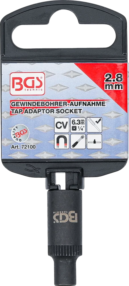 Menetfúró-befogó dugókulcsbetéthez | 6,3 mm (1/4") | 2,8 mm