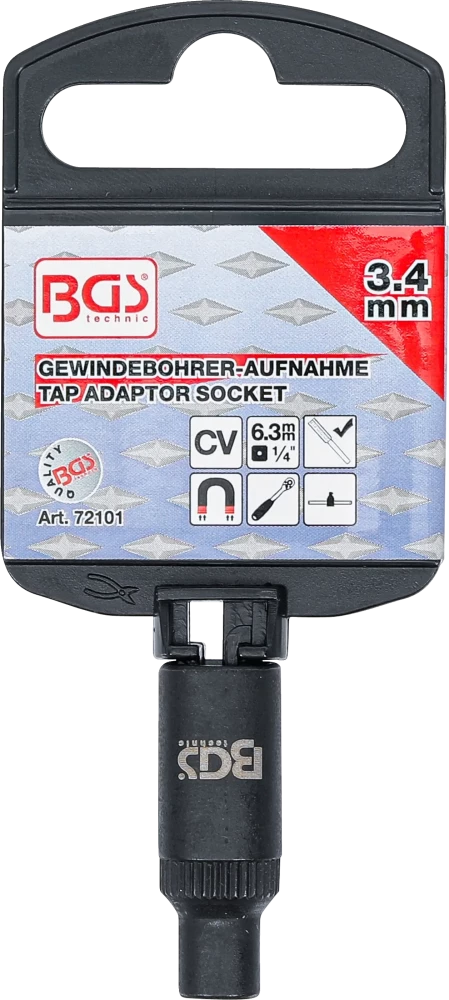 Menetfúró-befogó dugókulcsbetéthez | 6,3 mm (1/4") | 3,4 mm