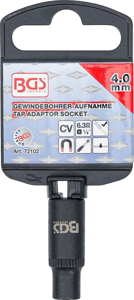 Menetfúró-befogó dugókulcsbetéthez | 6,3 mm (1/4") | 4,0 mm